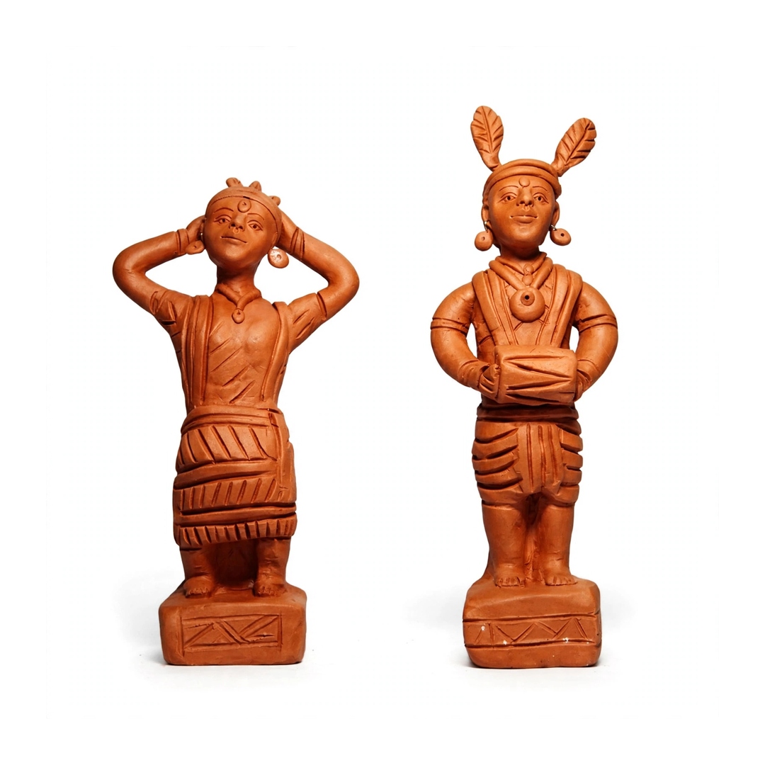 Terracotta Folk Musician Relief Wall Tile